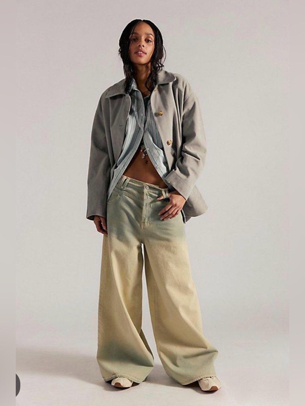 Free People Give And Take Extra Baggy Wide Jeans We The Free Shaded Lime